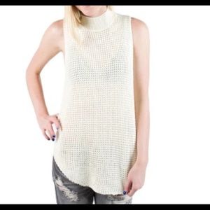 MINKPINK Ivory Mock Neck Sweater Top